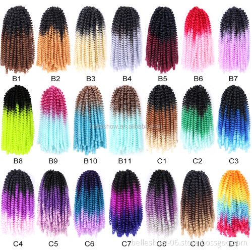 Hot sell 8 inch 60 strands 34 colors 110g factory outlet Crochet Braid  twist bomb twist passion spring twist hair
